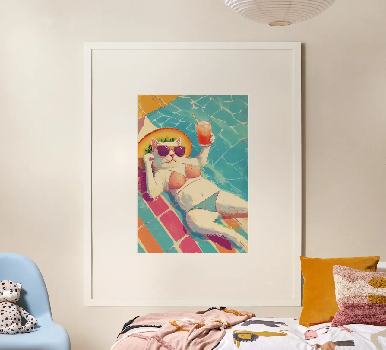 Bikini Cat Pool Float Funny Retro Summer Pop Art hahnemühle de dawnthesea