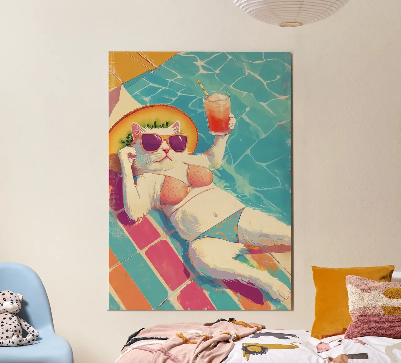 Bikini Cat Pool Float Funny Retro Summer Pop Art hahnemühle de dawnthesea