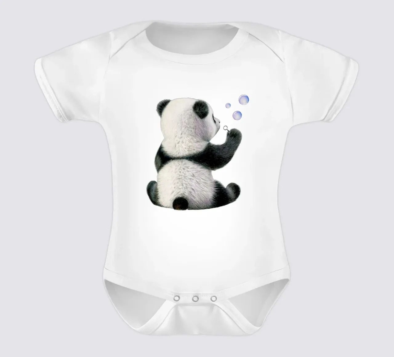 Pandakind mit Seifenblasen Kurzarm Babybody von Graphit und Farbe
