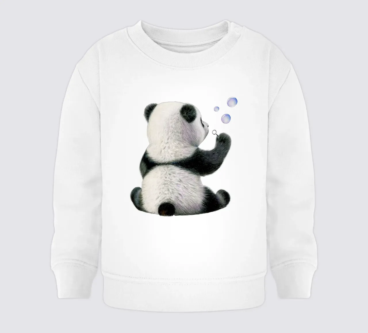 Bambino panda con bolle di sapone felpa neonato da Graphit und Farbe