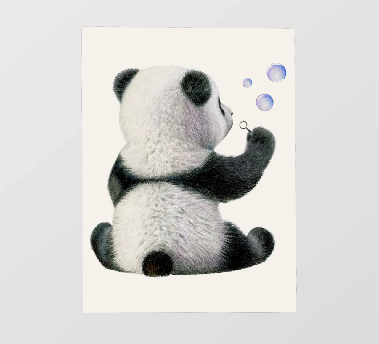 Bambino panda con bolle di sapone pellicola backlit da Graphit und Farbe