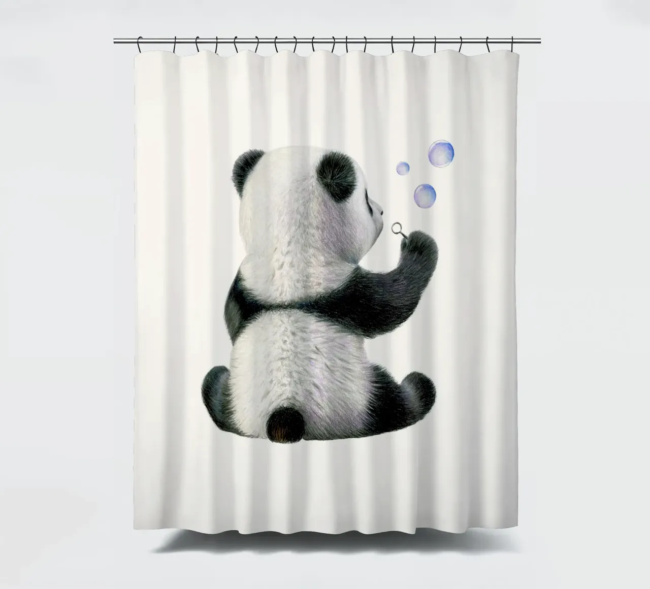 Bambino panda con bolle di sapone tenda da doccia da Graphit und Farbe