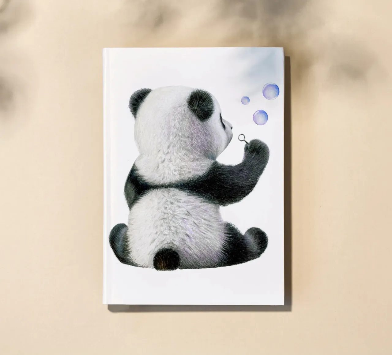 Panda child with soap bubbles notebook by Graphit und Farbe