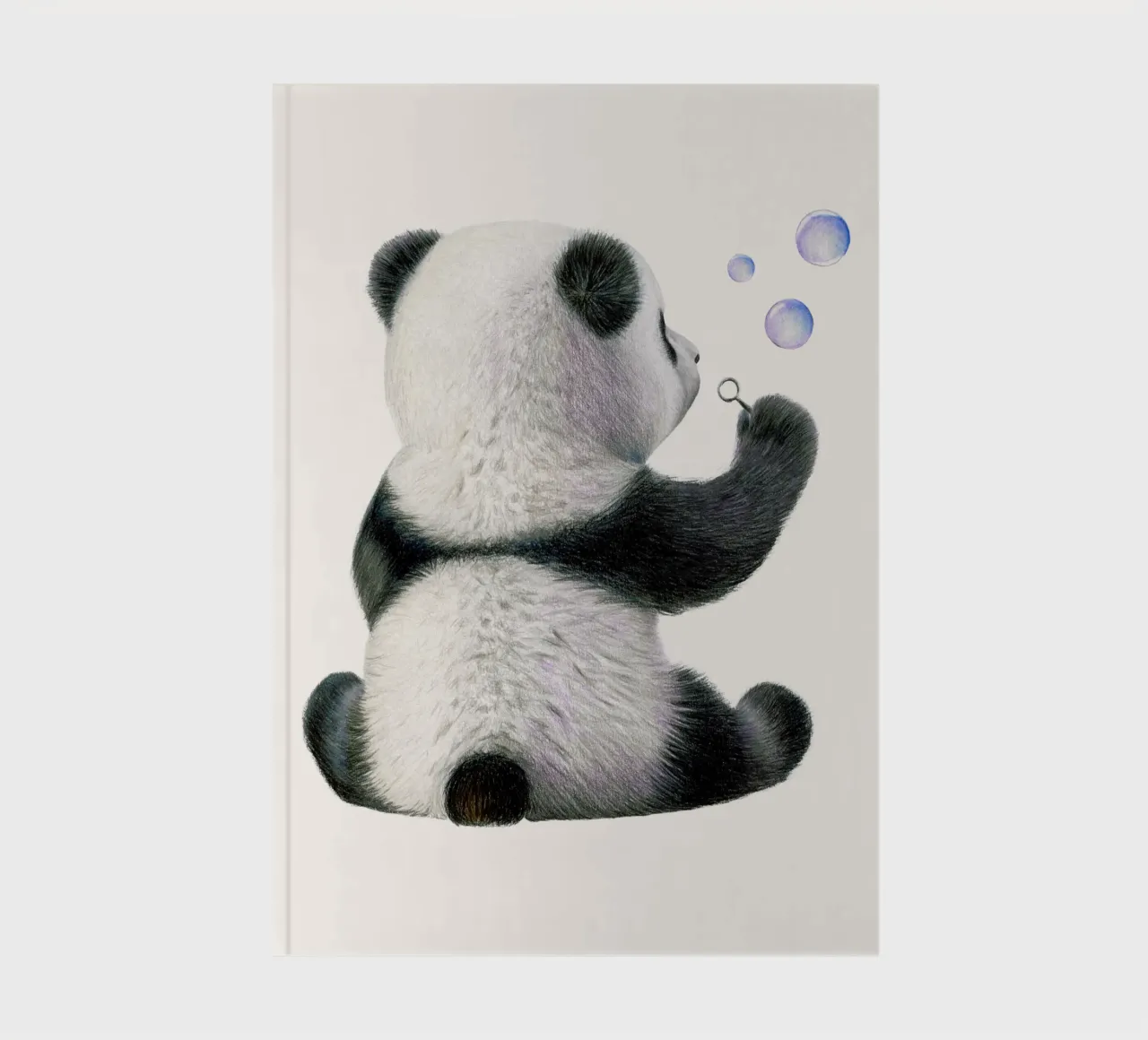 Panda child with soap bubbles notebook by Graphit und Farbe