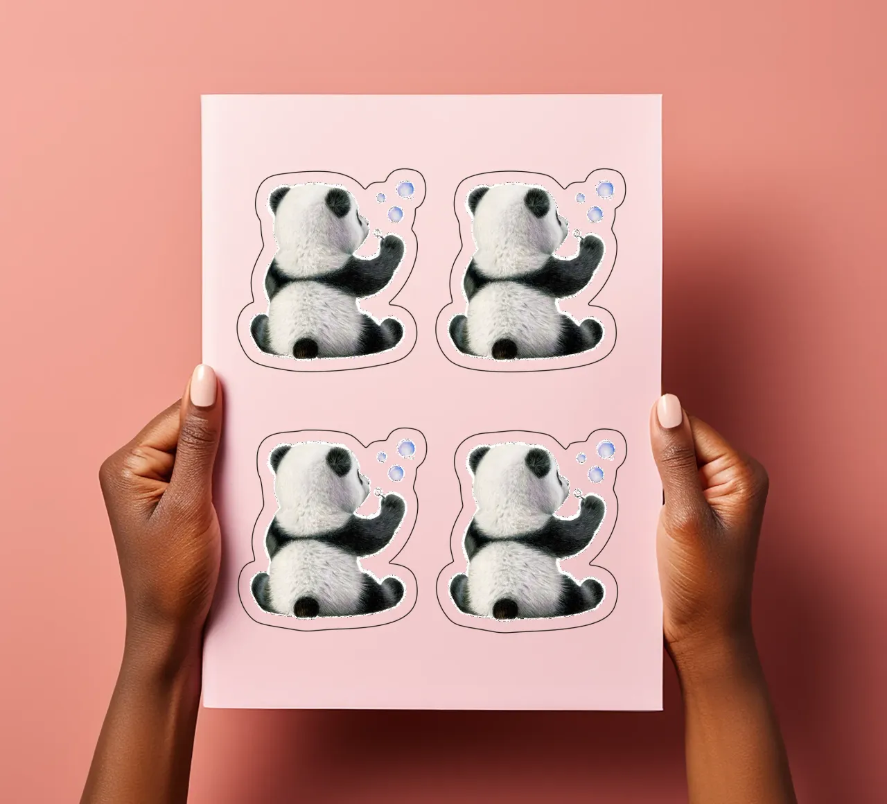 Pandakind mit Seifenblasen Stickerbogen von Graphit und Farbe