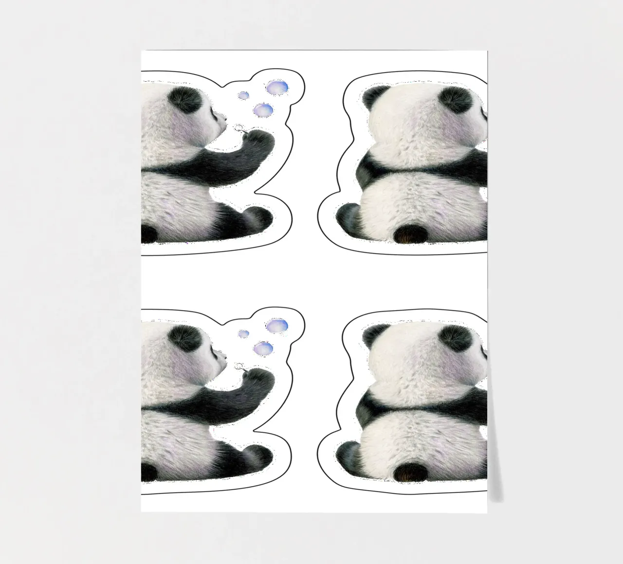 Pandakind mit Seifenblasen Stickerbogen von Graphit und Farbe