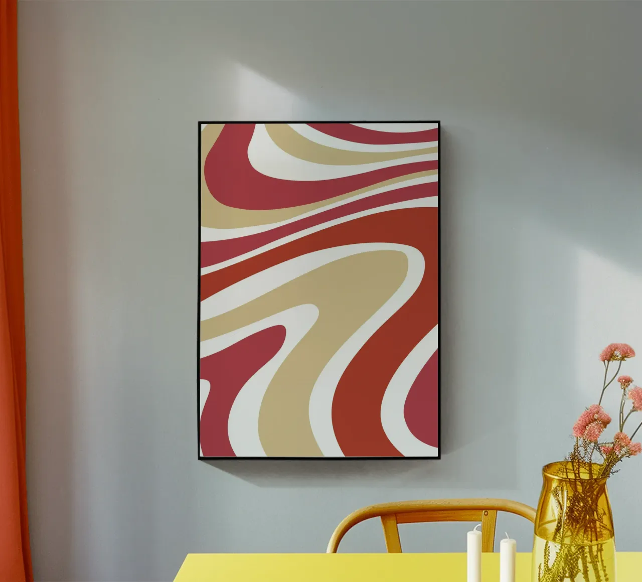 Boho Groovy Golven Abstract Kunst | Terracotta Rood Werveling acryl van Grungeo