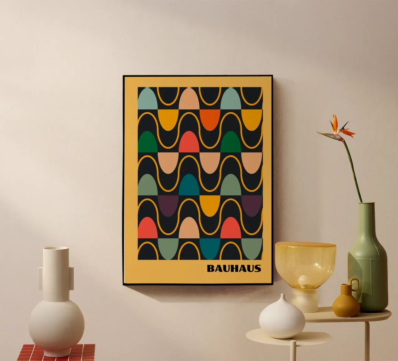 Bauhaus Wavy Pattern Abstract Art | MCM Groovy Aesthetic metacrilato de Grungeo