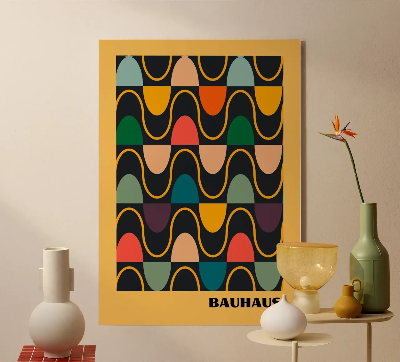Bauhaus Wavy Pattern Abstract Art | MCM Groovy Aesthetic metacrilato de Grungeo