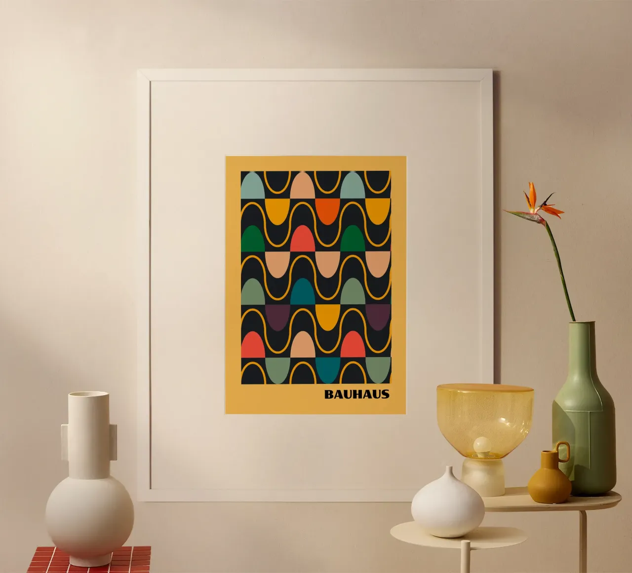 Bauhaus Wavy Pattern Abstract Art | MCM Groovy Aesthetic hahnemühle de Grungeo