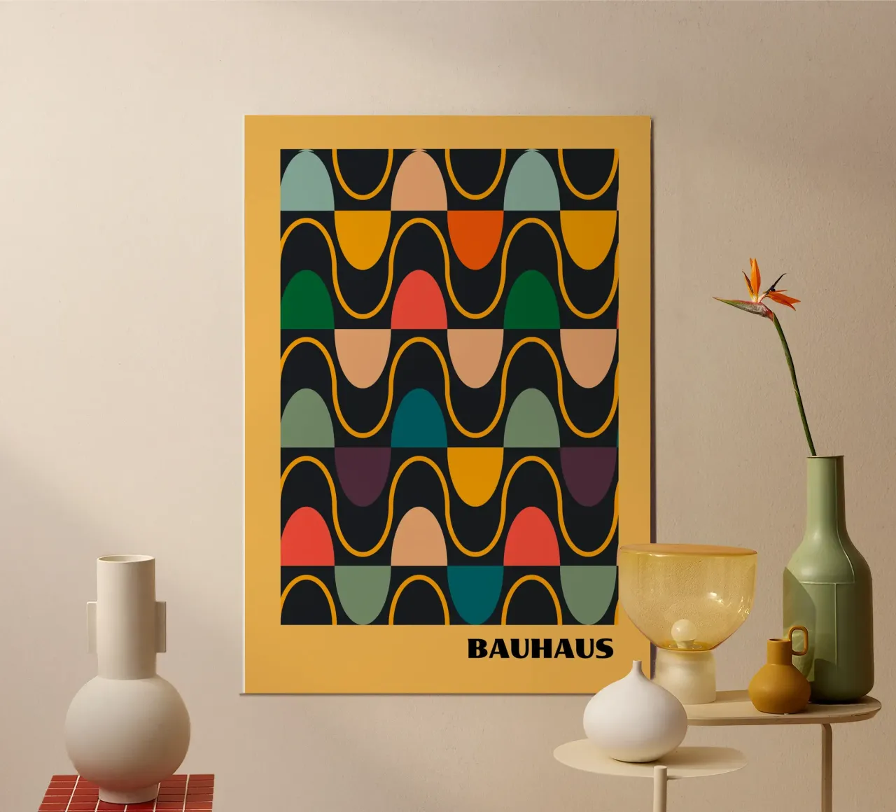 Bauhaus Wavy Pattern Abstract Art | MCM Groovy Aesthetic hahnemühle de Grungeo