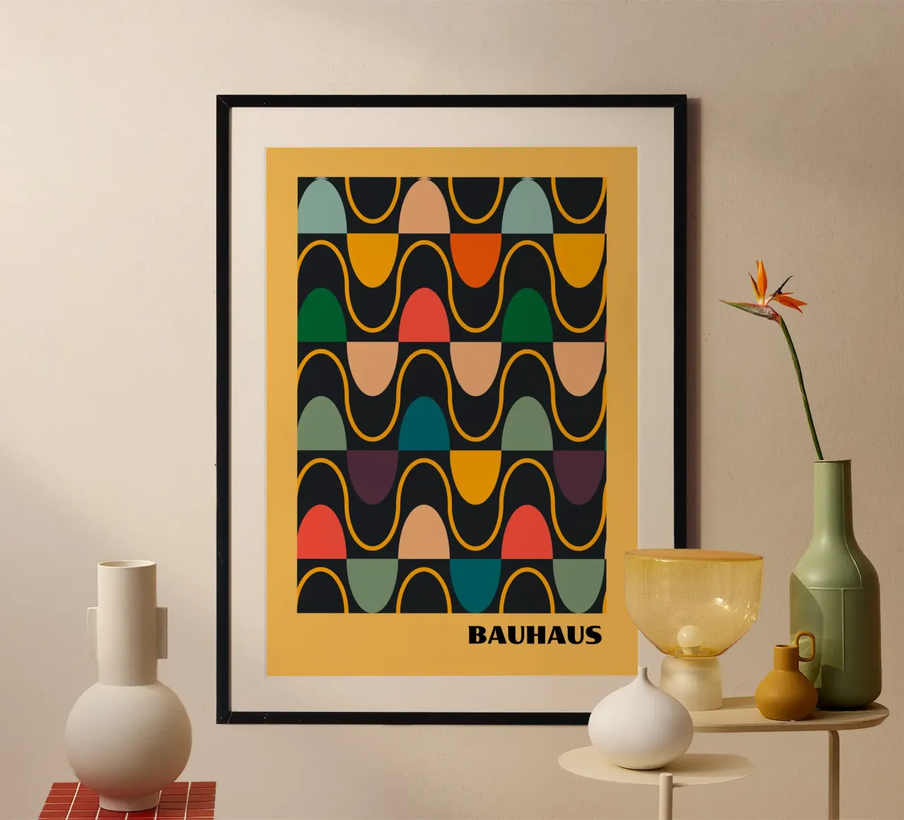 Bauhaus Wavy Pattern Abstract Art | MCM Groovy Aesthetic hahnemühle de Grungeo