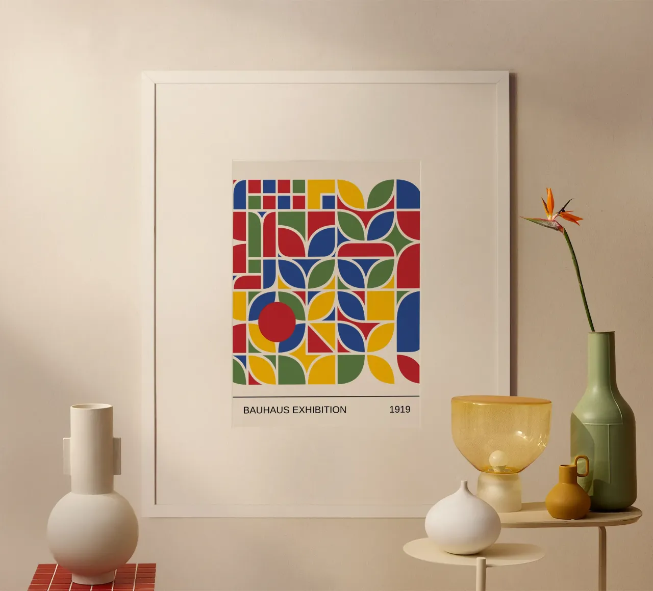 Bauhaus 1919 Primary Color Abstract Geometric Pattern hahnemühle by Grungeo