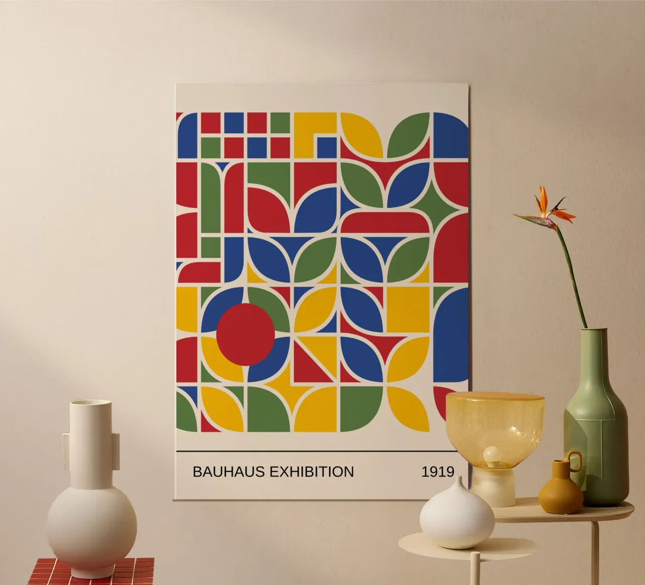 Bauhaus 1919 Primary Color Abstract Geometric Pattern hahnemühle by Grungeo