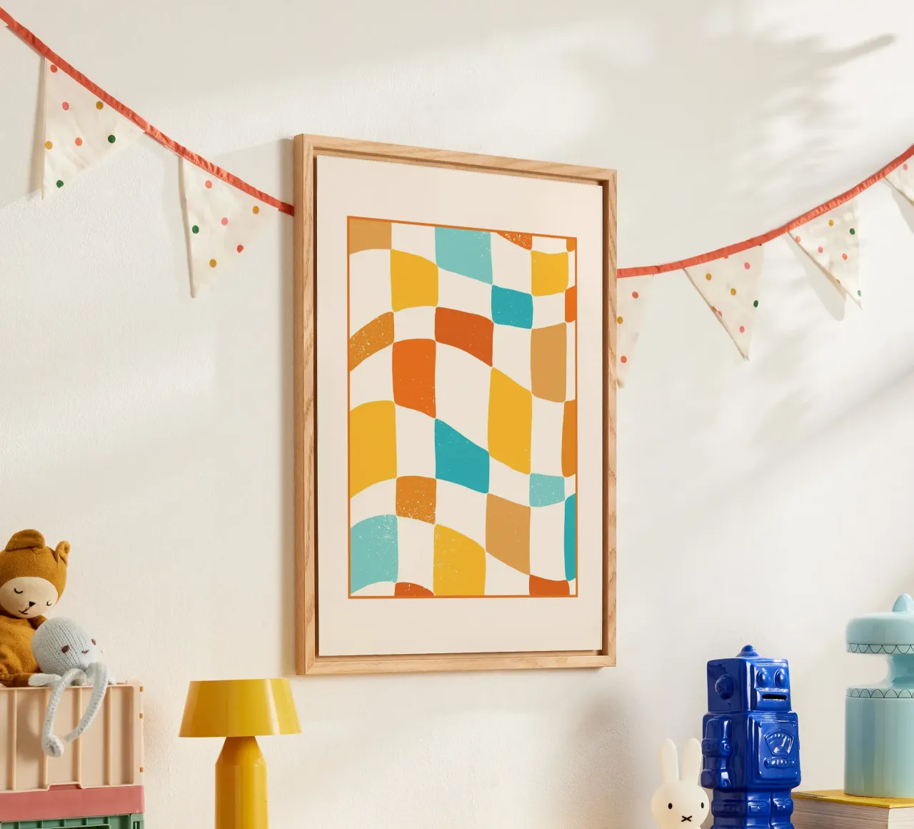 Groovy Checkerboard Abstract | Retro 70s Distressed Art plexiglass da Grungeo