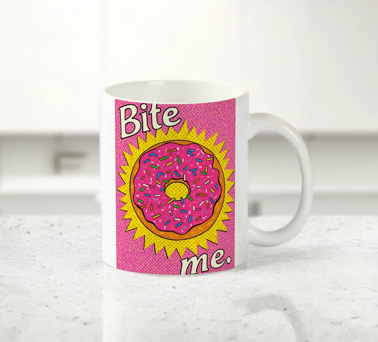 Ciambella con zuccherini "Bite Me tazza in ceramica da DesignDoodle