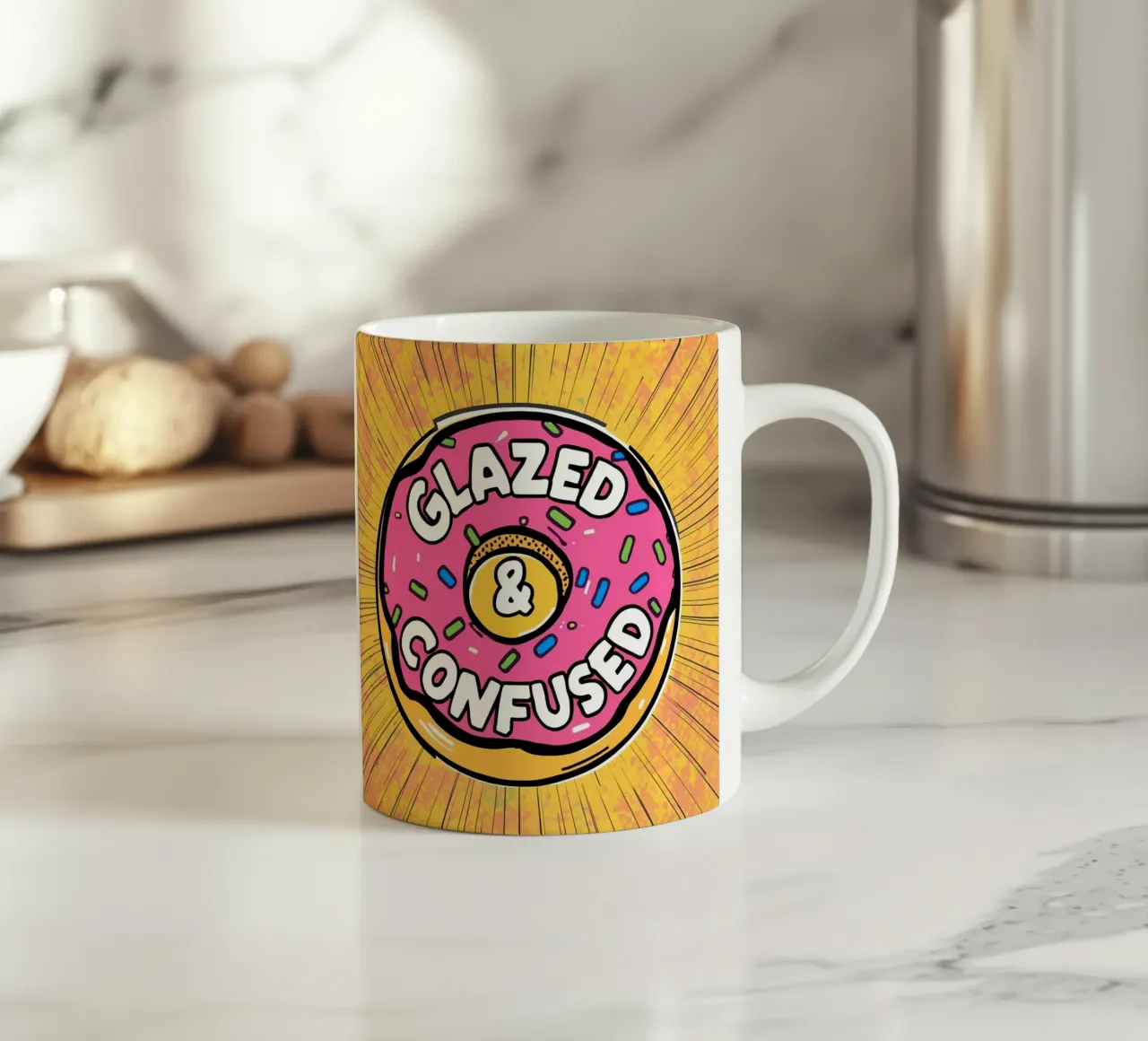 Ciambella con zuccherini "Glassata e confusa". tazza in ceramica da DesignDoodle