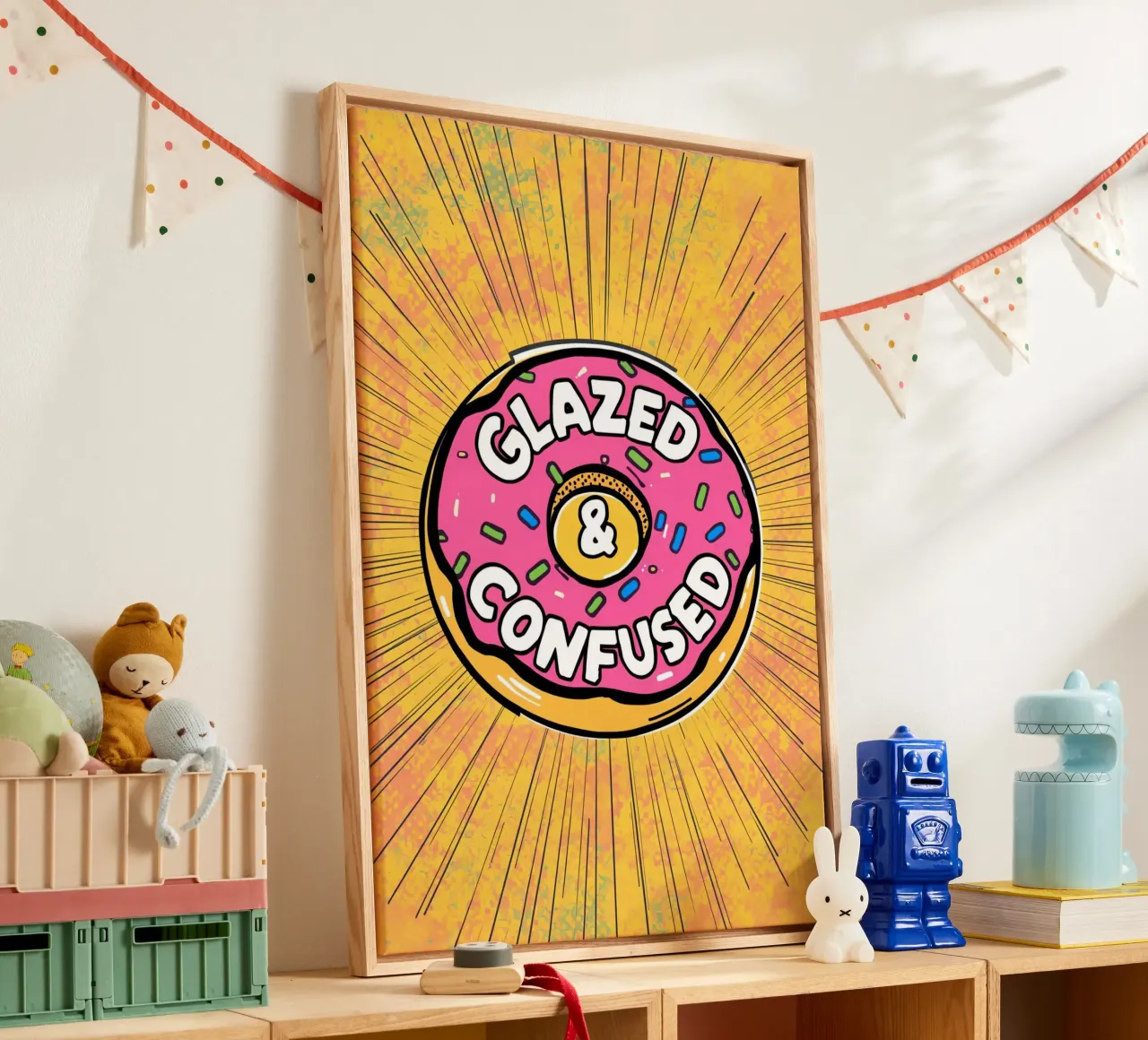 Donut with Sprinkles "Glazed & Confused " canvas by DesignDoodle