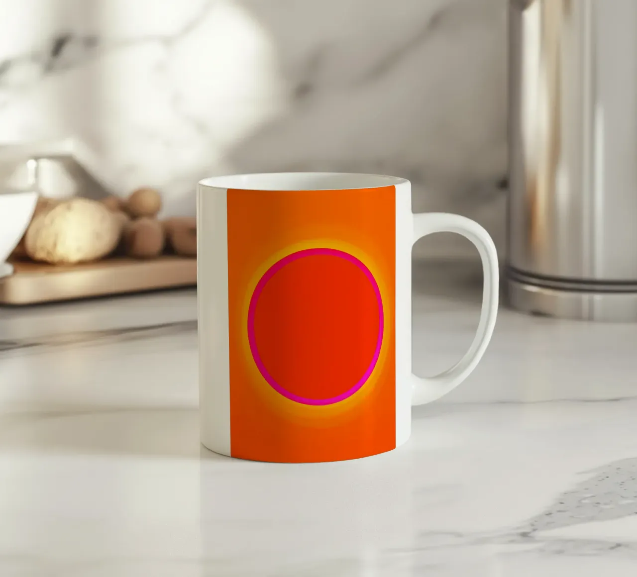 Dopamine Overflow | Cosmic Sun Circle ceramic mug by Autofocus