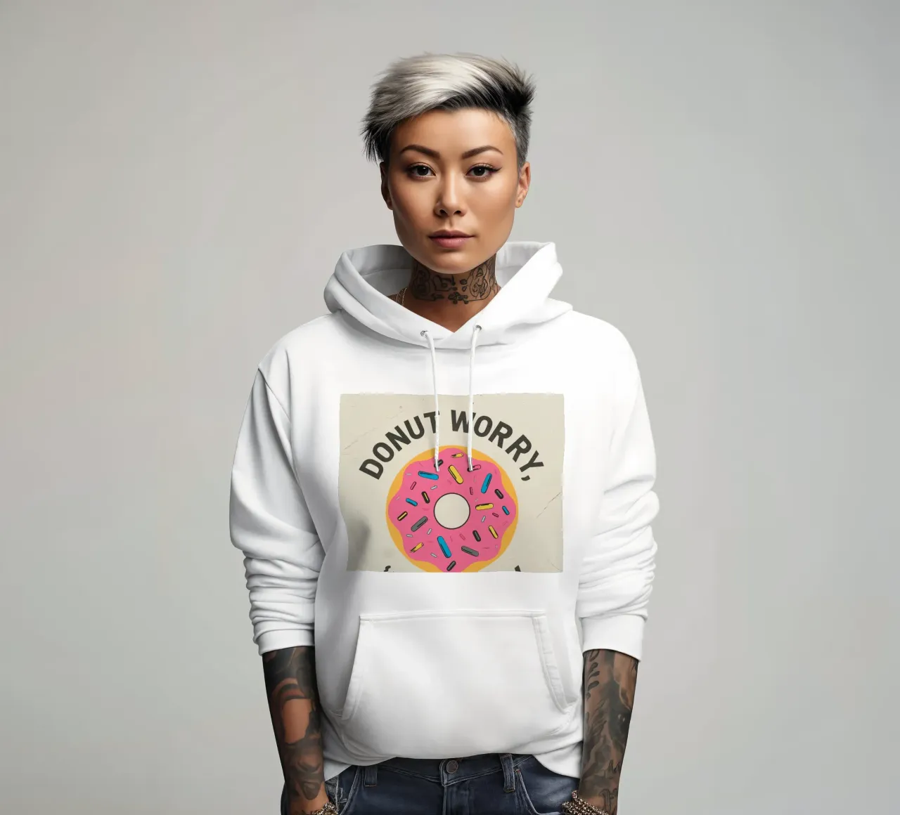 Ciambella con "Donut Worry Be Happy" (Non preoccuparti, sii felice) felpa con cappuccio da DesignDoodle