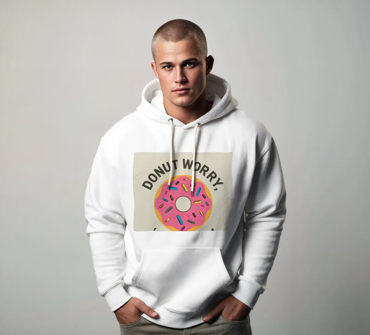 Ciambella con "Donut Worry Be Happy" (Non preoccuparti, sii felice) felpa con cappuccio da DesignDoodle
