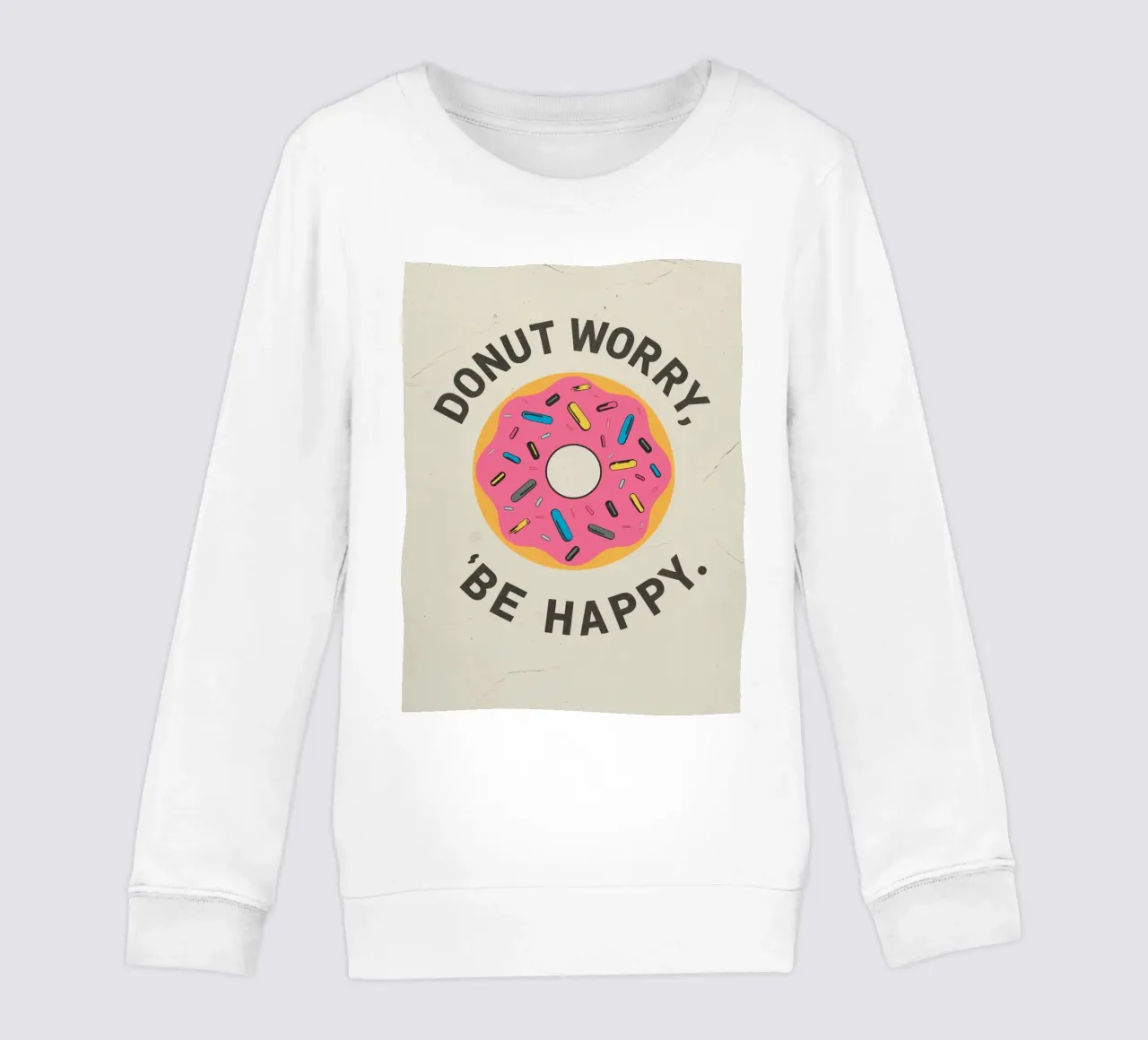 Ciambella con "Donut Worry Be Happy" (Non preoccuparti, sii felice) felpa bambino da DesignDoodle