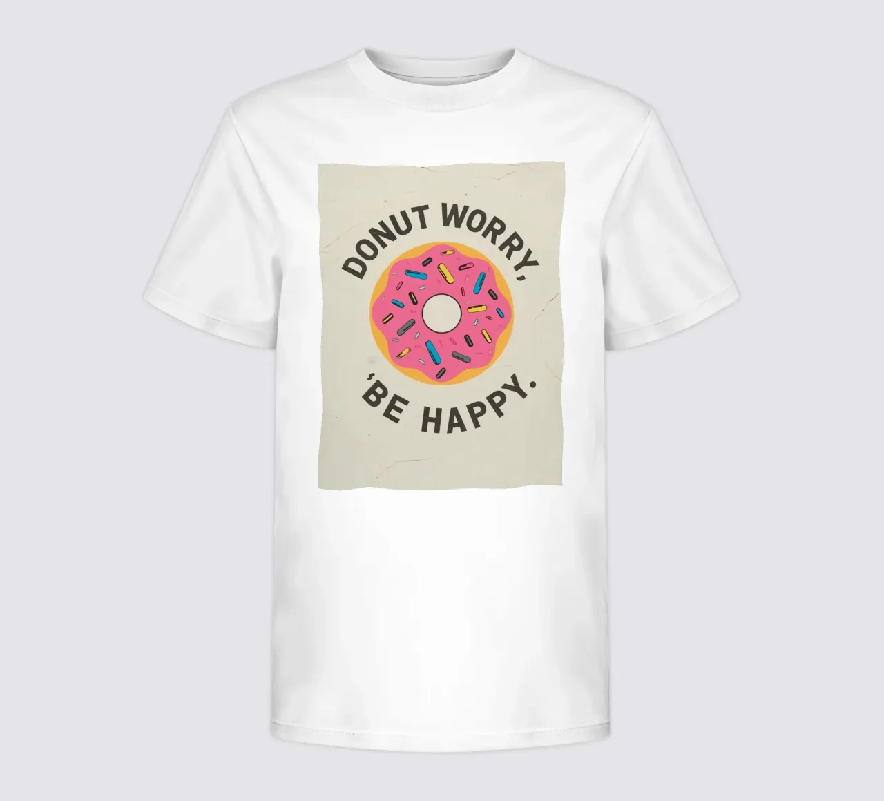 Ciambella con "Donut Worry Be Happy" (Non preoccuparti, sii felice) t-shirt bambini da DesignDoodle