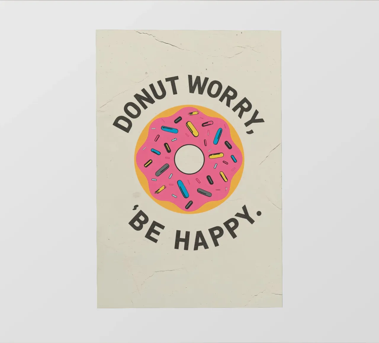 Ciambella con "Donut Worry Be Happy" (Non preoccuparti, sii felice) pellicola backlit da DesignDoodle