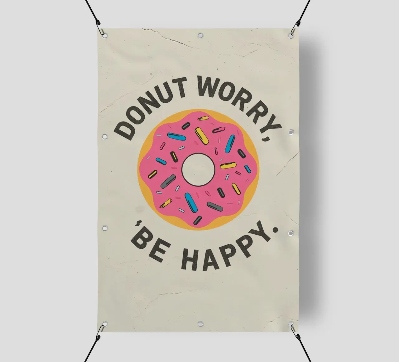 Ciambella con "Donut Worry Be Happy" (Non preoccuparti, sii felice) telo in pvc da DesignDoodle