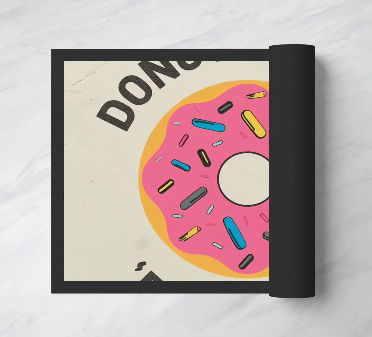 Ciambella con "Donut Worry Be Happy" (Non preoccuparti, sii felice) zerbino da DesignDoodle
