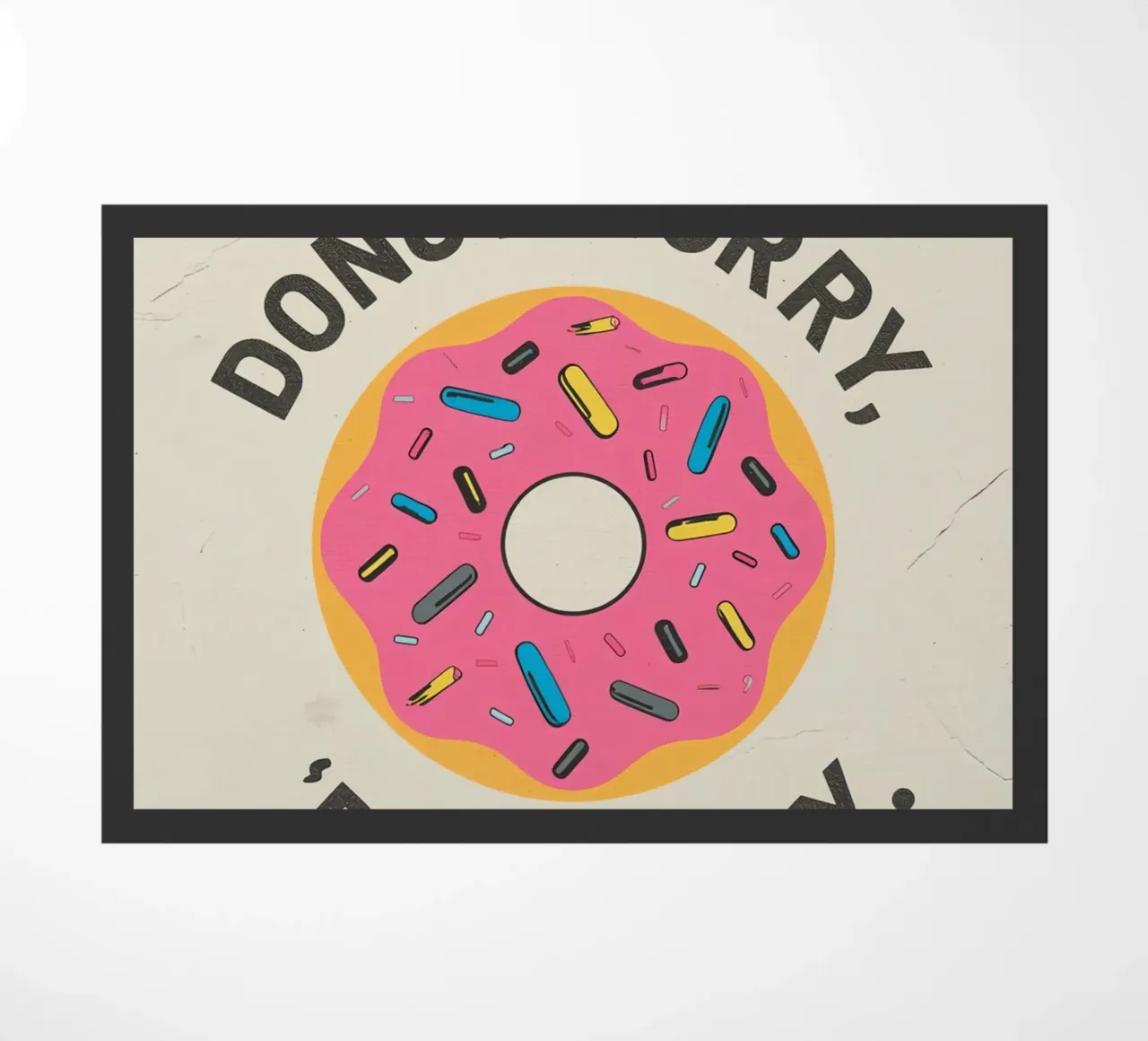 Ciambella con "Donut Worry Be Happy" (Non preoccuparti, sii felice) zerbino da DesignDoodle