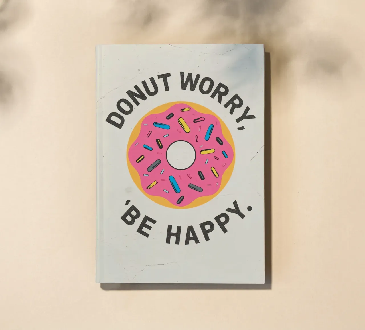 Donut with "Donut Worry Be Happy" notebook by DesignDoodle
