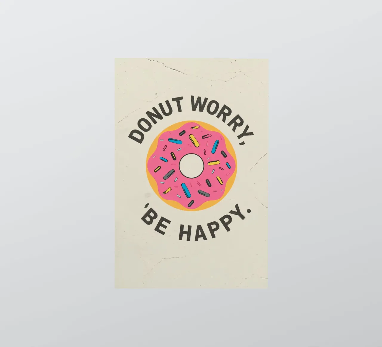 Ciambella con "Donut Worry Be Happy" (Non preoccuparti, sii felice) adesivo da DesignDoodle
