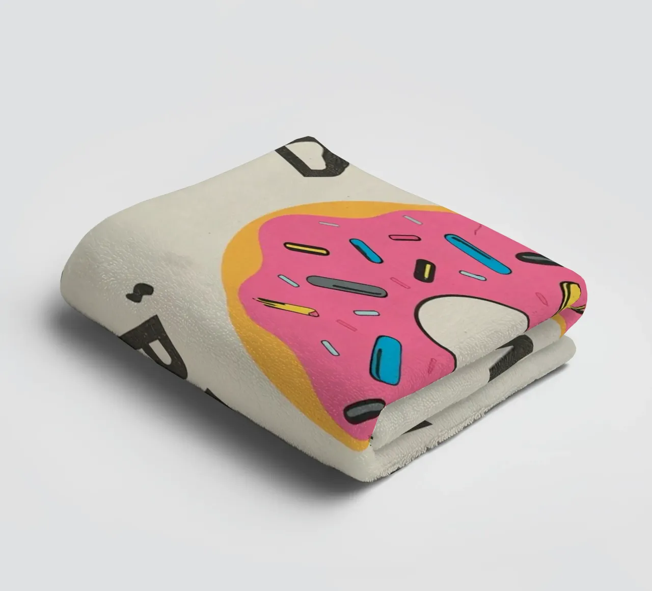 Ciambella con "Donut Worry Be Happy" (Non preoccuparti, sii felice) asciugamano da bagno da DesignDoodle