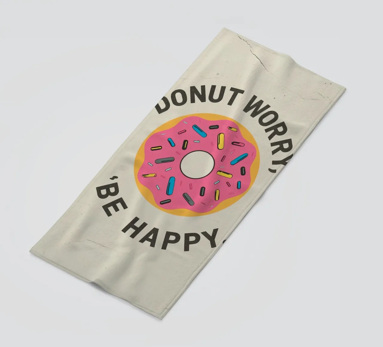 Ciambella con "Donut Worry Be Happy" (Non preoccuparti, sii felice) telo mare da DesignDoodle
