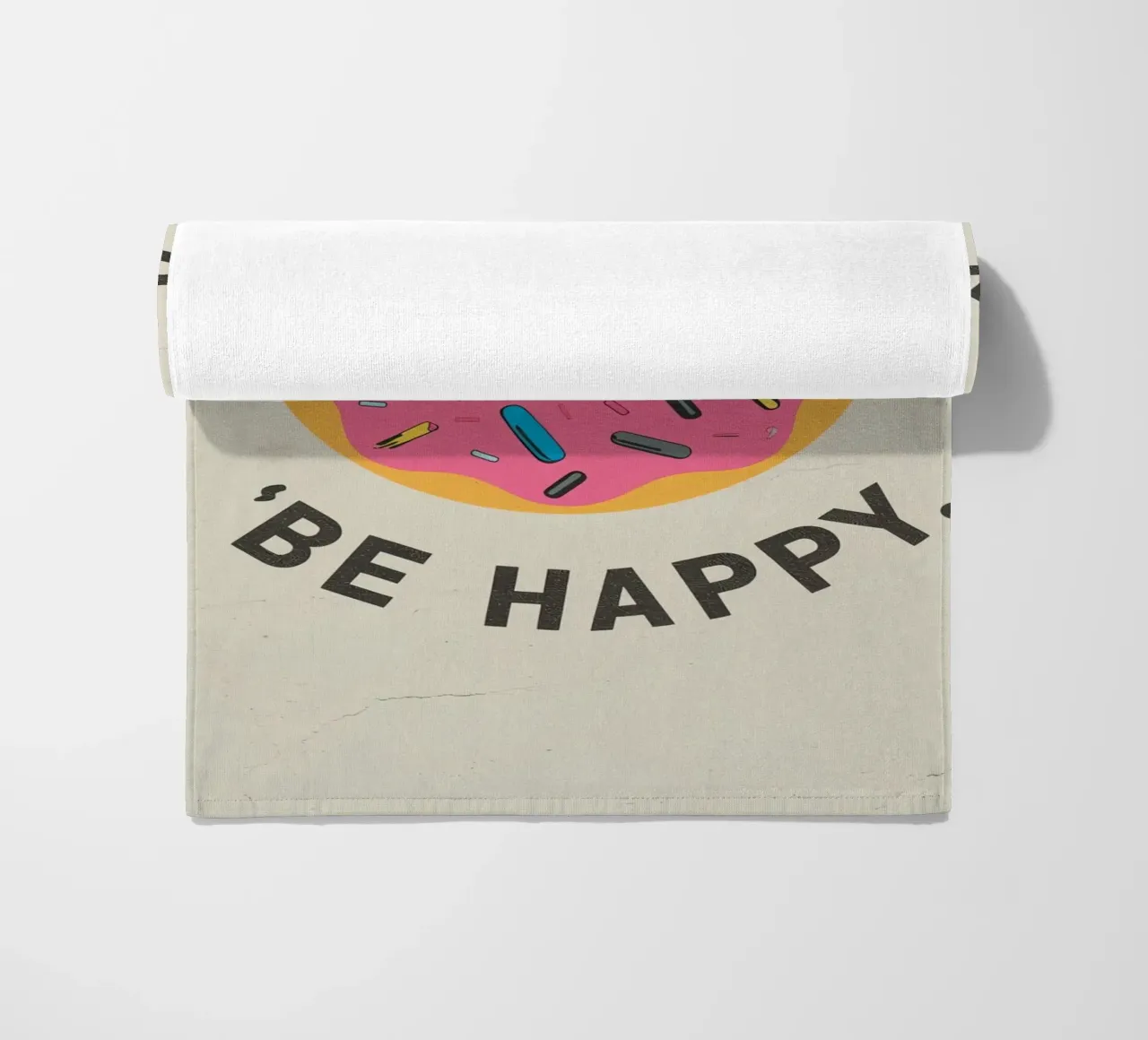 Ciambella con "Donut Worry Be Happy" (Non preoccuparti, sii felice) telo mare da DesignDoodle