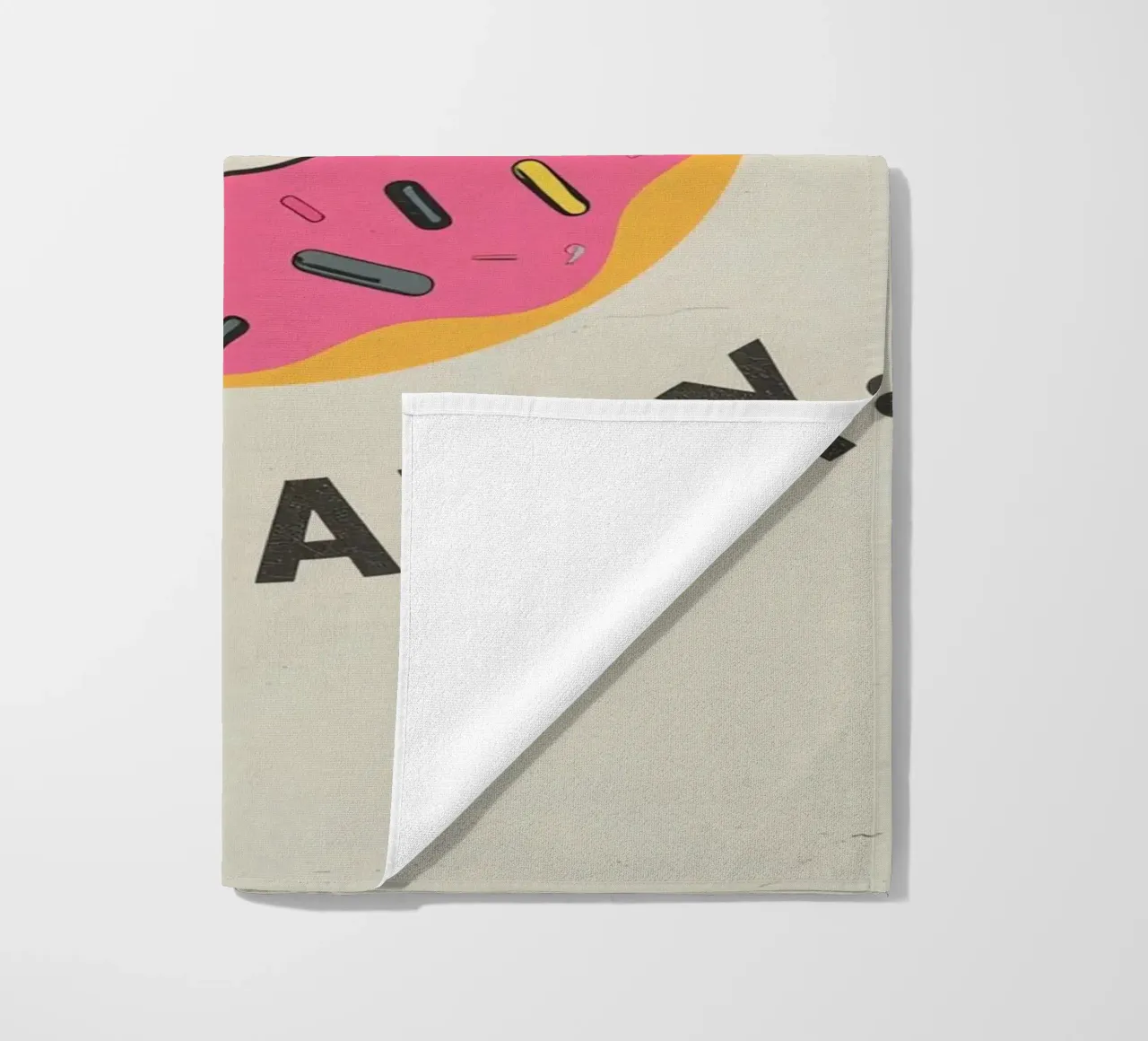 Ciambella con "Donut Worry Be Happy" (Non preoccuparti, sii felice) telo mare da DesignDoodle