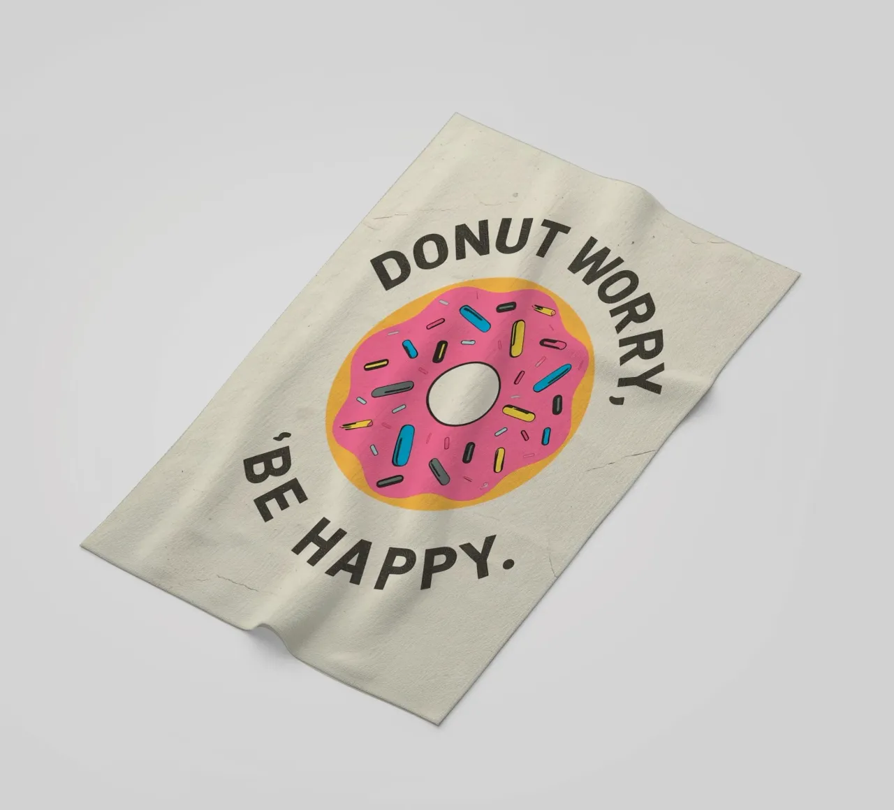 Ciambella con "Donut Worry Be Happy" (Non preoccuparti, sii felice) telo mare da DesignDoodle