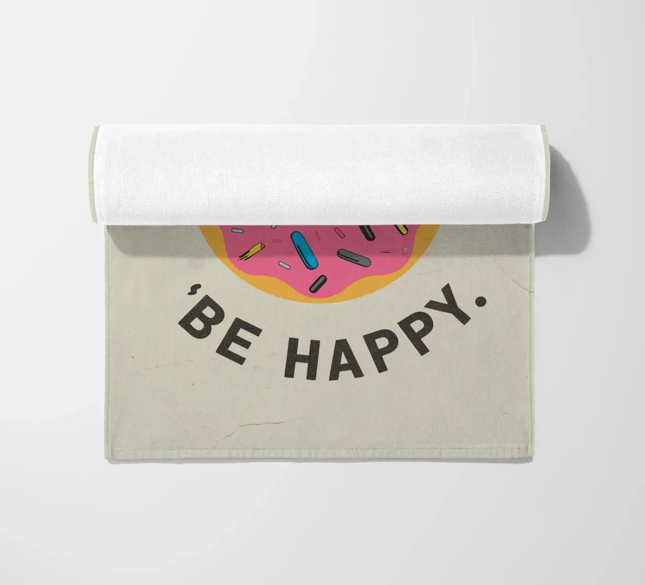 Ciambella con "Donut Worry Be Happy" (Non preoccuparti, sii felice) telo mare da DesignDoodle