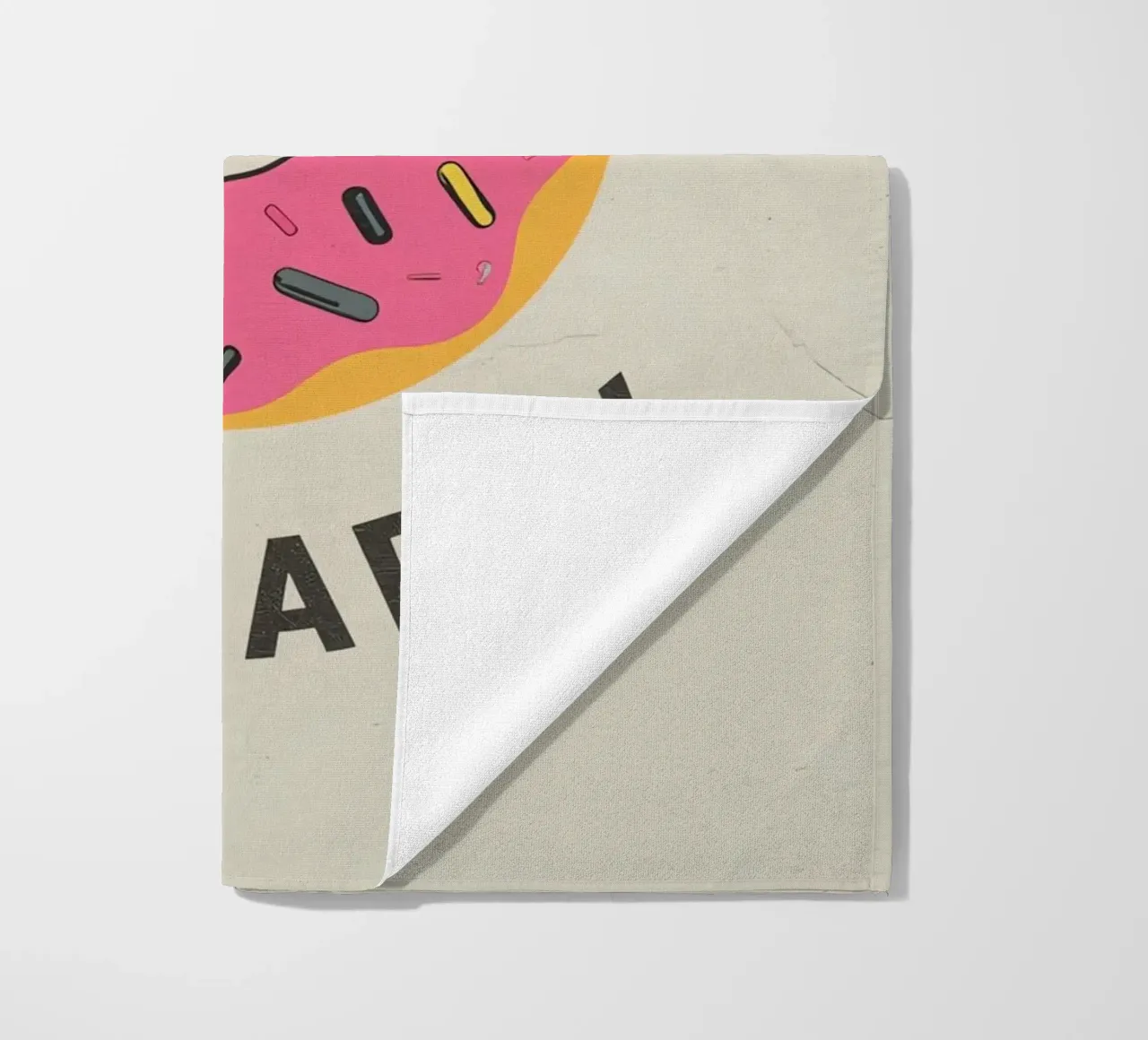Ciambella con "Donut Worry Be Happy" (Non preoccuparti, sii felice) telo mare da DesignDoodle