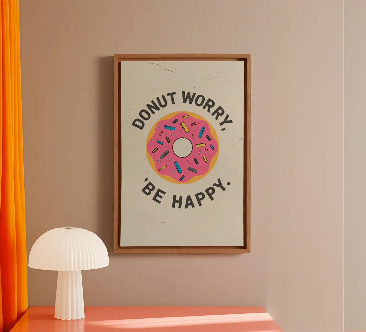 Ciambella con "Donut Worry Be Happy" (Non preoccuparti, sii felice) tela da DesignDoodle