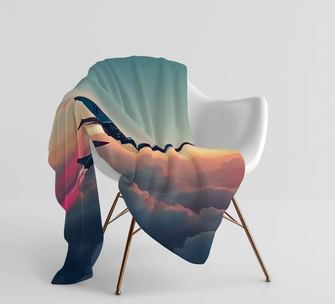Getti nel cielo_3 coperta in pile da Fantasie & Mystikwelten by LK