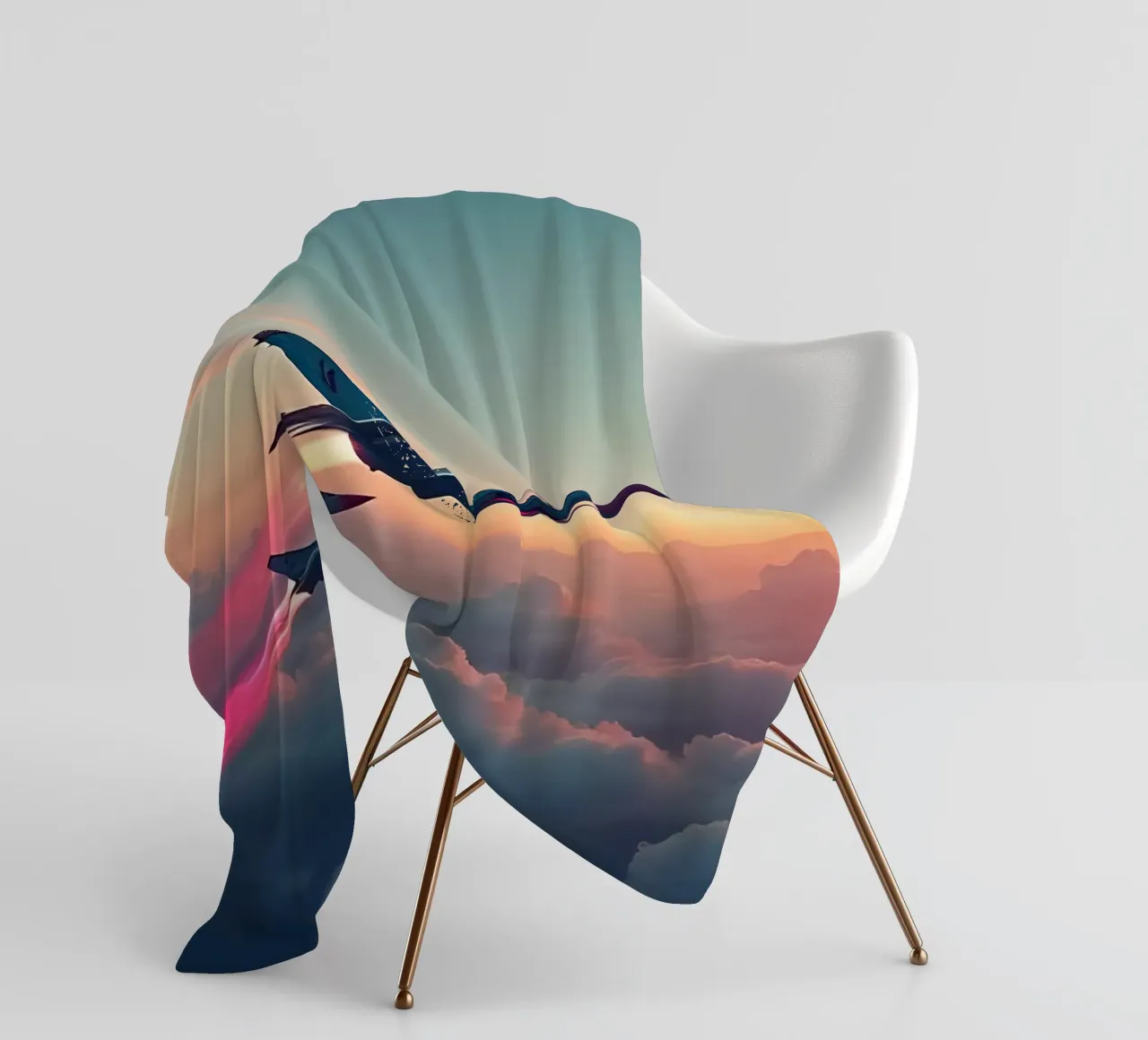 Getti nel cielo_3 coperta in pile da Fantasie & Mystikwelten by LK