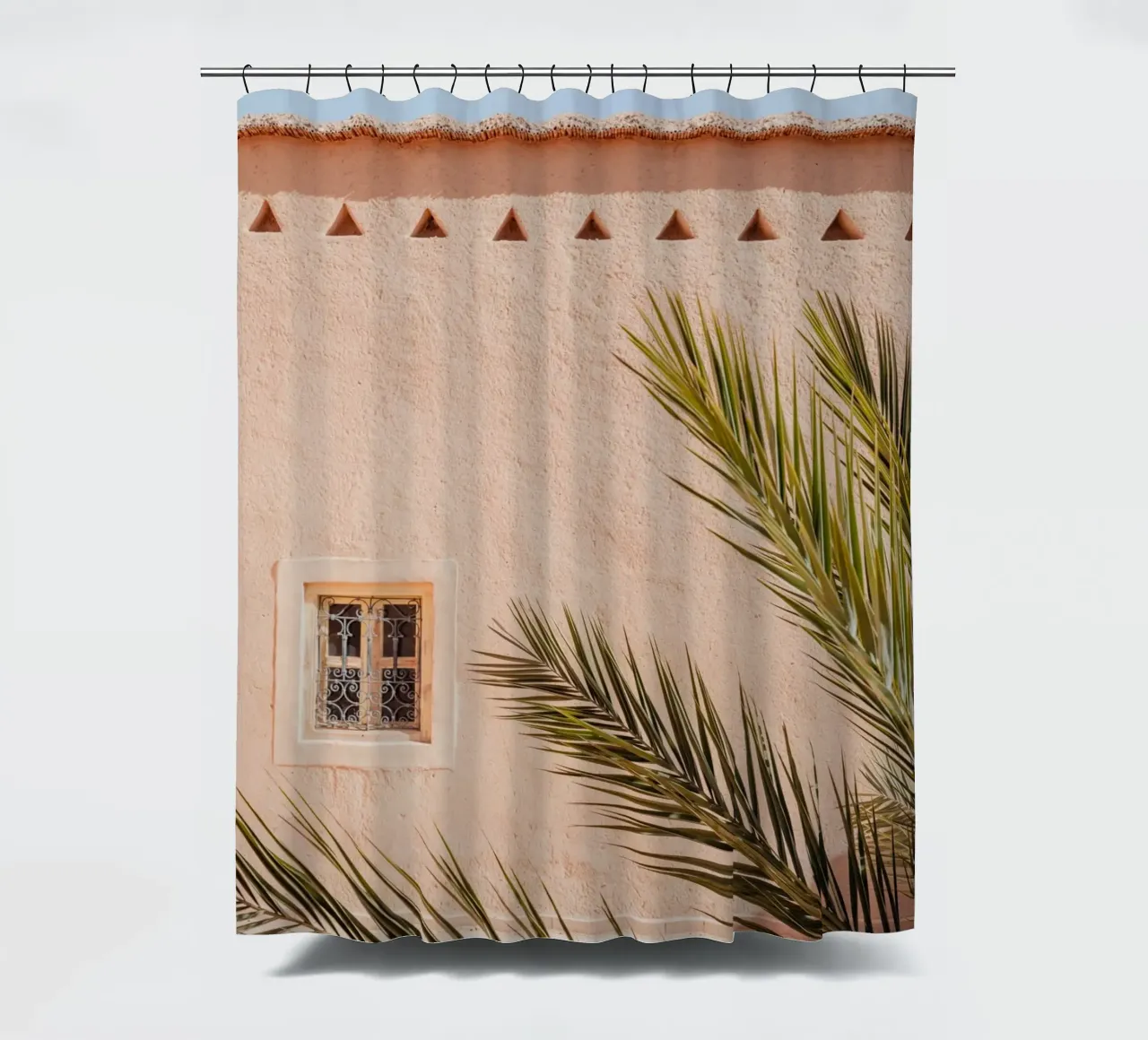 Palm, wall and window in Morocco tenda da doccia da photolovers