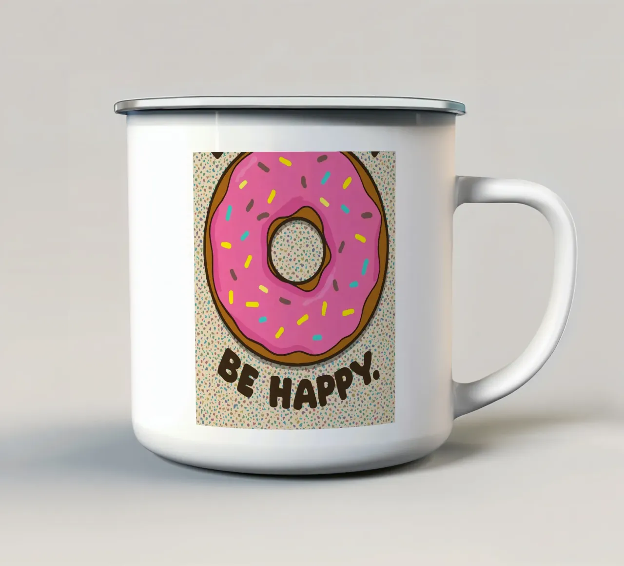 Non preoccupatevi di essere felici tazza in smalto da DesignDoodle