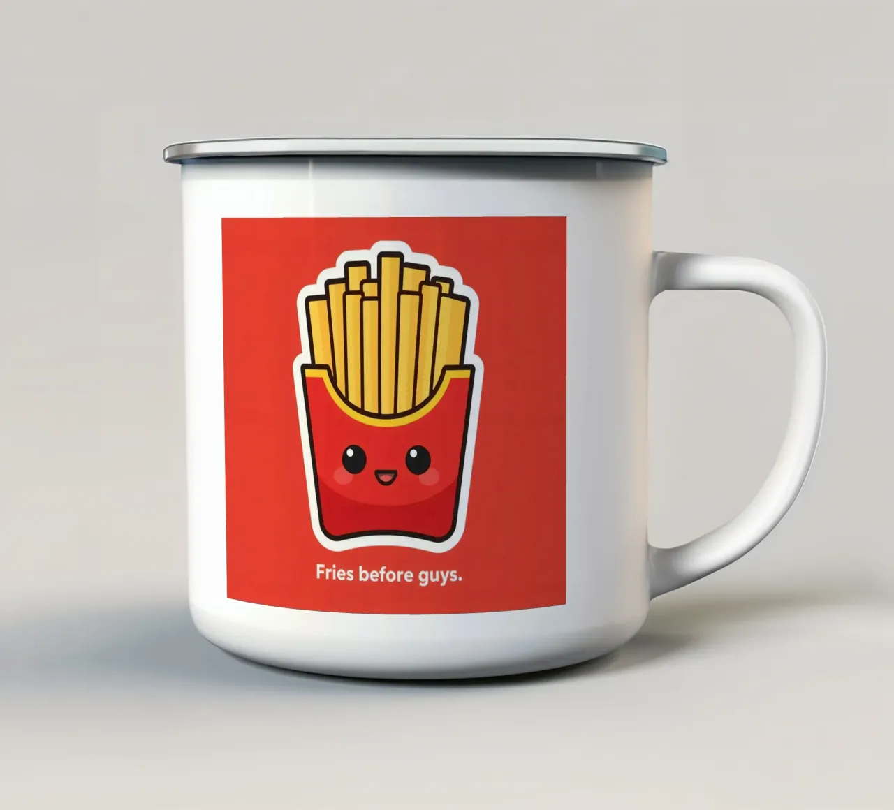 Le patatine fritte prima dei ragazzi tazza in smalto da DesignDoodle