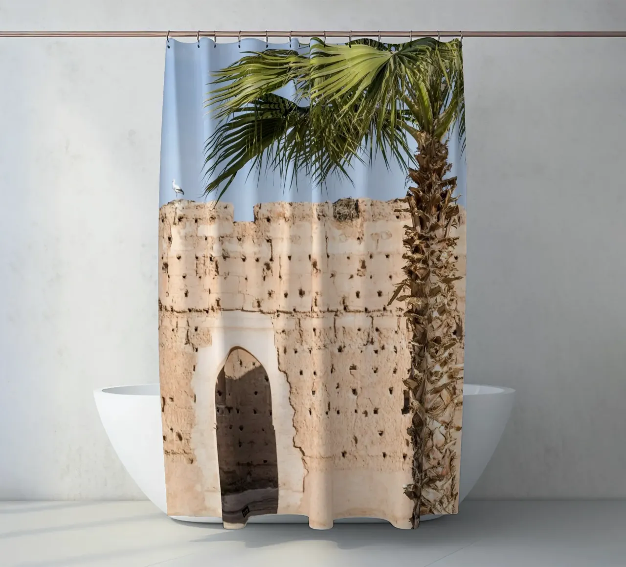 Stork and a palm tree tenda da doccia da photolovers