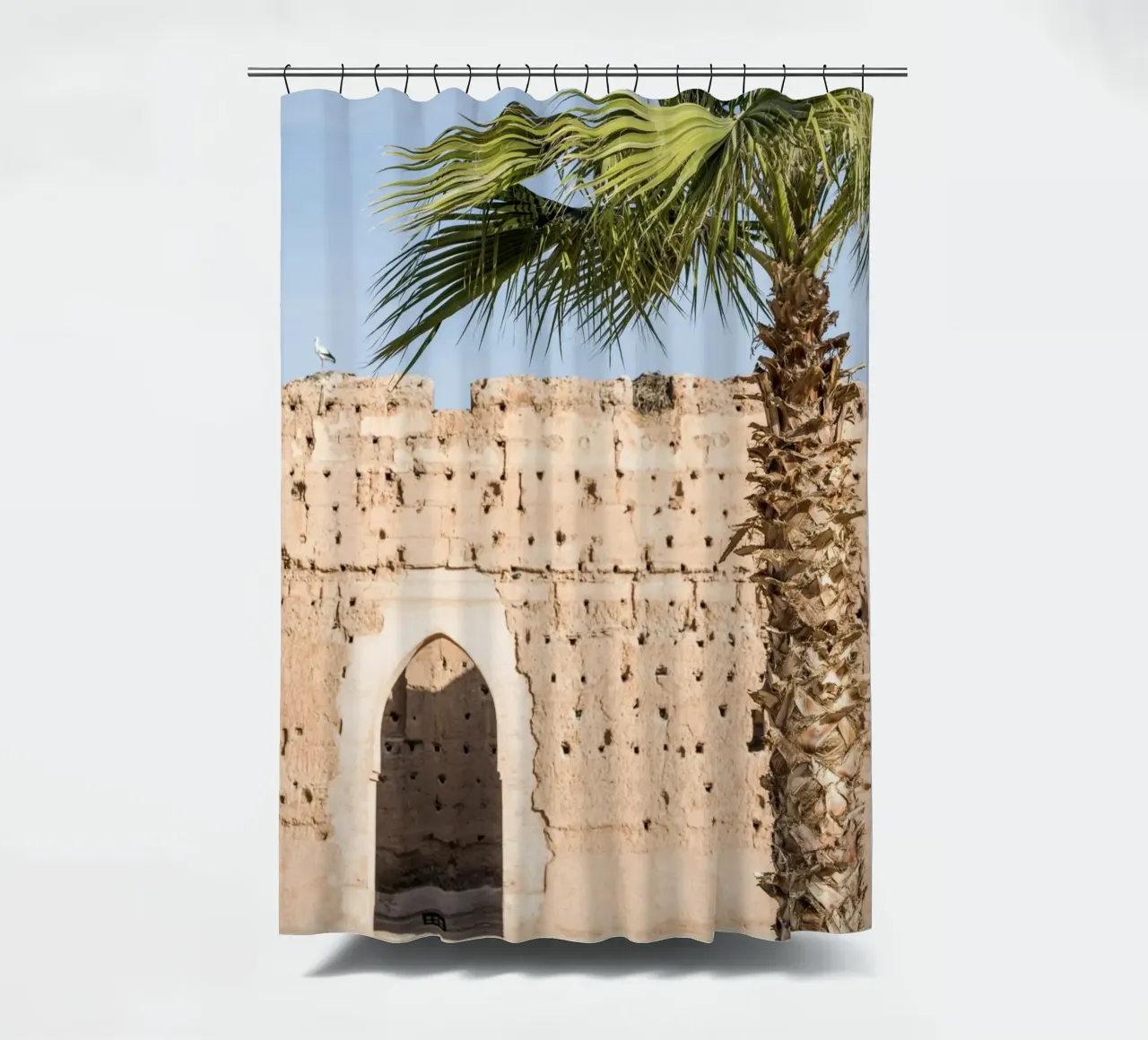 Stork and a palm tree tenda da doccia da photolovers