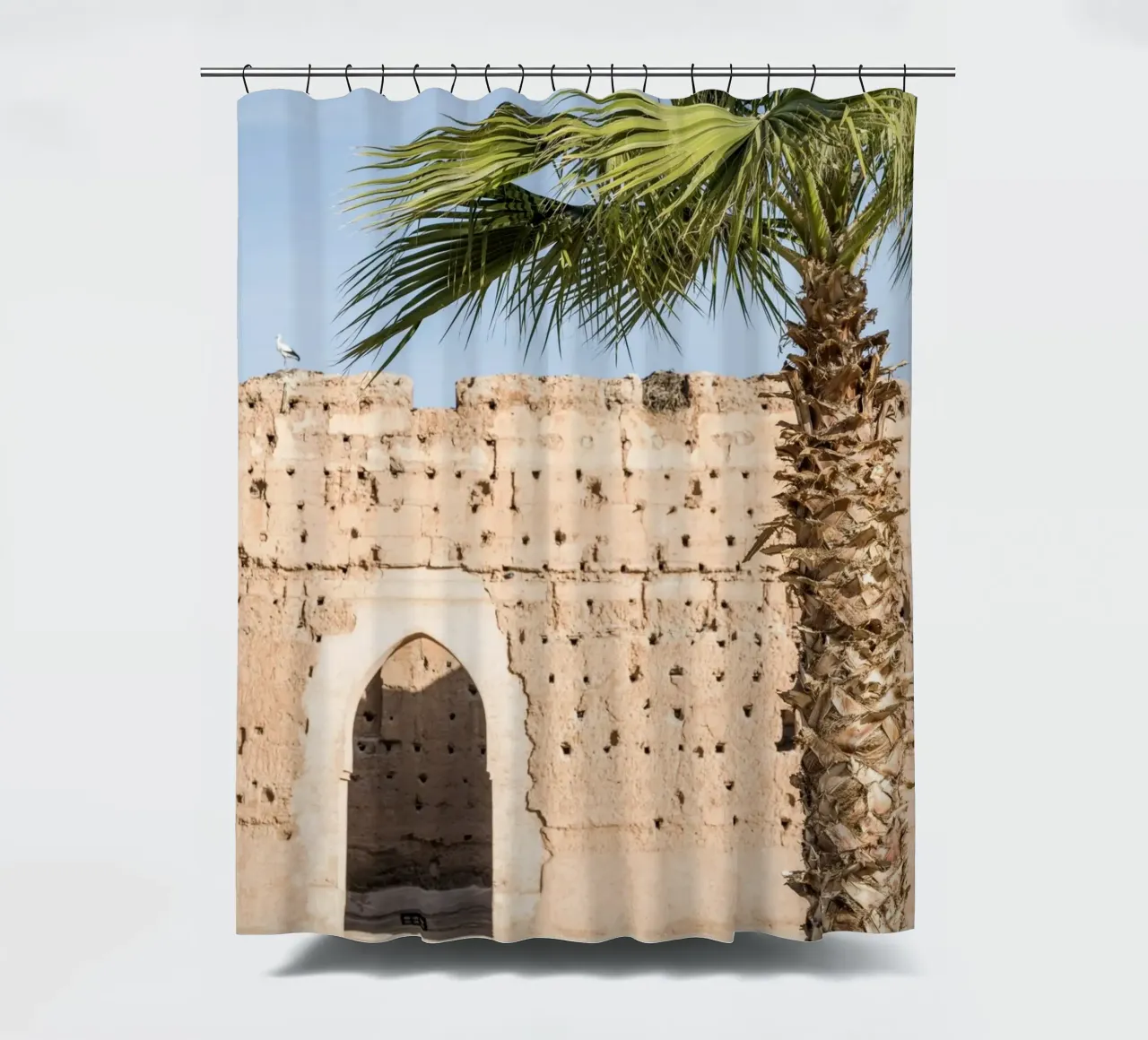 Stork and a palm tree tenda da doccia da photolovers