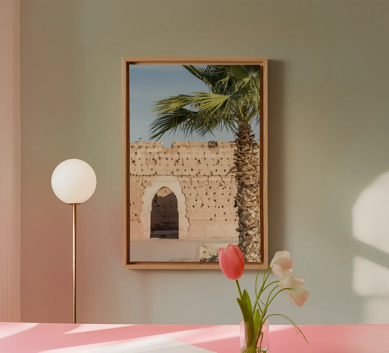 Stork and a palm tree canvas van photolovers